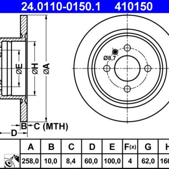 24.0110-0150.1 34216755407 ΔΙΣΚΟΠΛΑΚΕΣ ΟΠ. 258mm