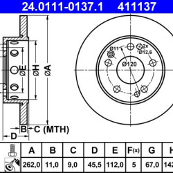 24.0111-0137.1 2014211212 ΔΙΣΚΟΠΛΑΚΕΣ ΕΜΠ. 262mm