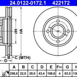 24.0122-0172.1 1148202 ΔΙΣΚΟΠΛΑΚΕΣ ΕΜΠ.258mm