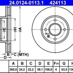 24.0124-0113.1 1643706 ΔΙΣΚΟΠΛΑΚΕΣ ΕΜΠ. 260mm