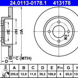 24.0113-0178.1 357615301 ΔΙΣΚΟΠΛΑΚΕΣ ΕΜΠ. 256mm