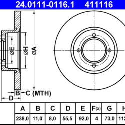 24.0111-0116.1 569041 ΔΙΣΚΟΠΛΑΚΕΣ ΕΜΠΡ. 238mm